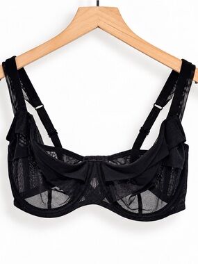 Chantal Thomass Black Sheer Mesh Underwire Bra 34DD French Designer SG 0041